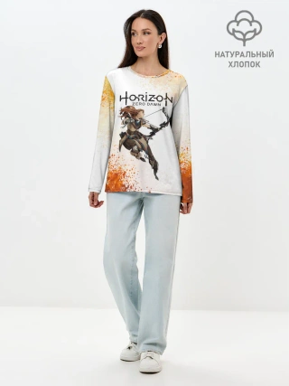 Лонгслив женский. Хлопок / ЭЛОЙ | ГОРИЗОНТ НУЛЕВОЙ РАССВЕТ