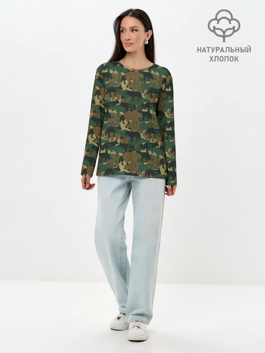Лонгслив женский. Хлопок / Звери