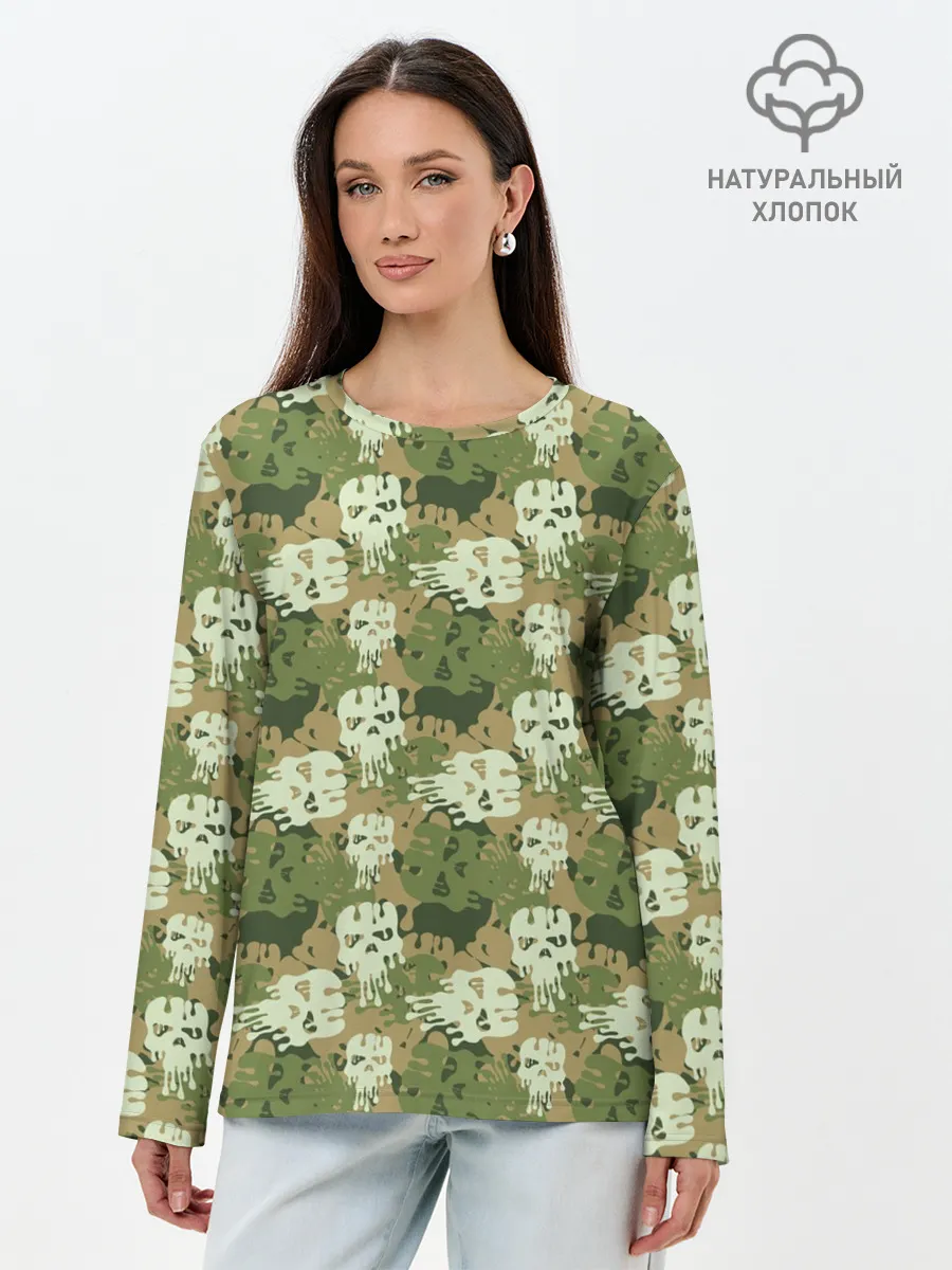 Лонгслив женский. Хлопок / Силуэты Черепов