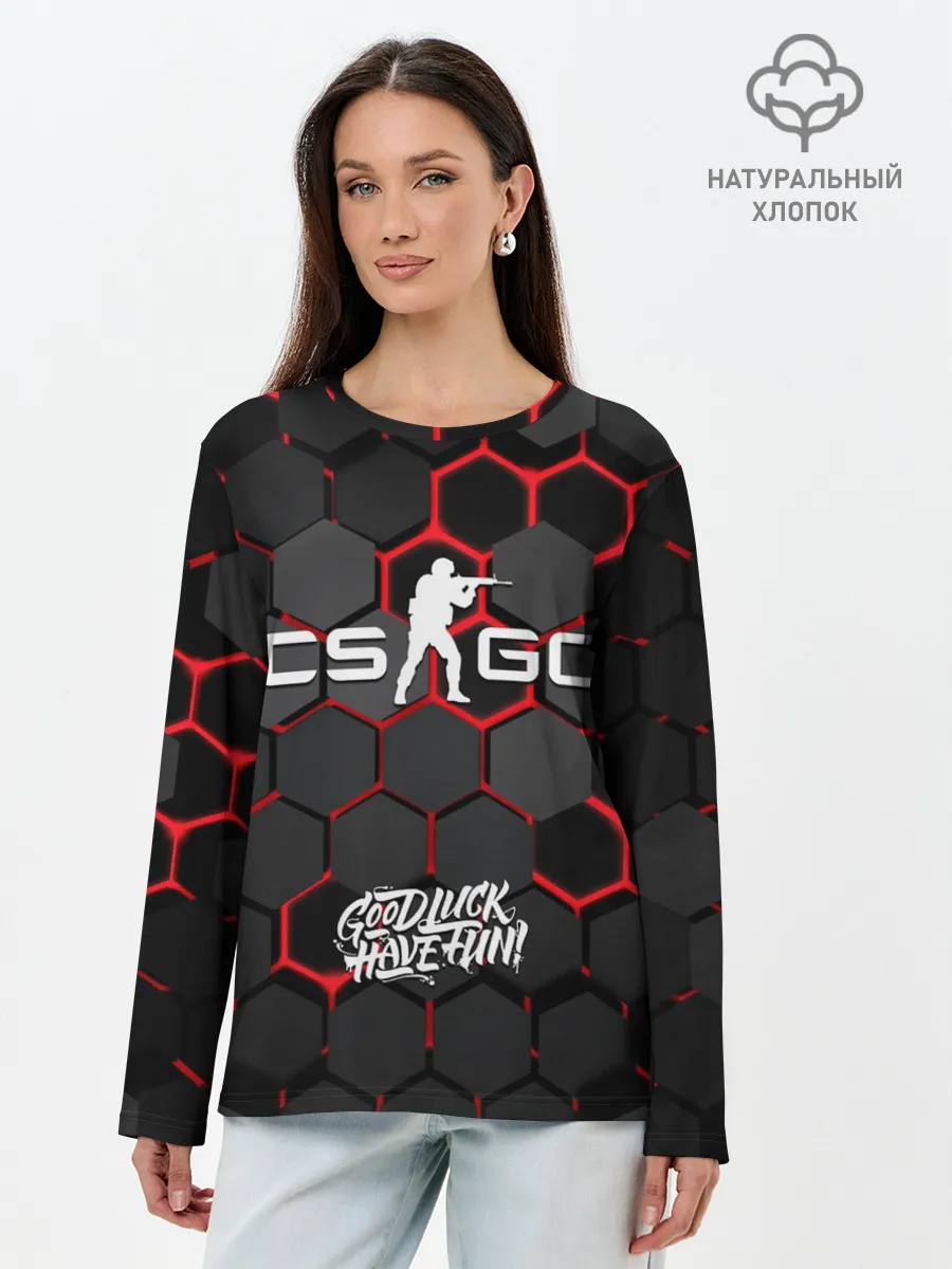 Лонгслив женский. Хлопок / CS:GO 3D плиты