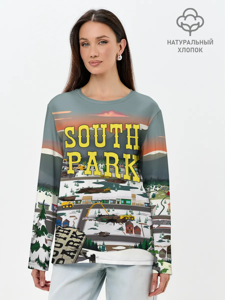 Лонгслив женский. Хлопок / Южный Парк разрушенный город