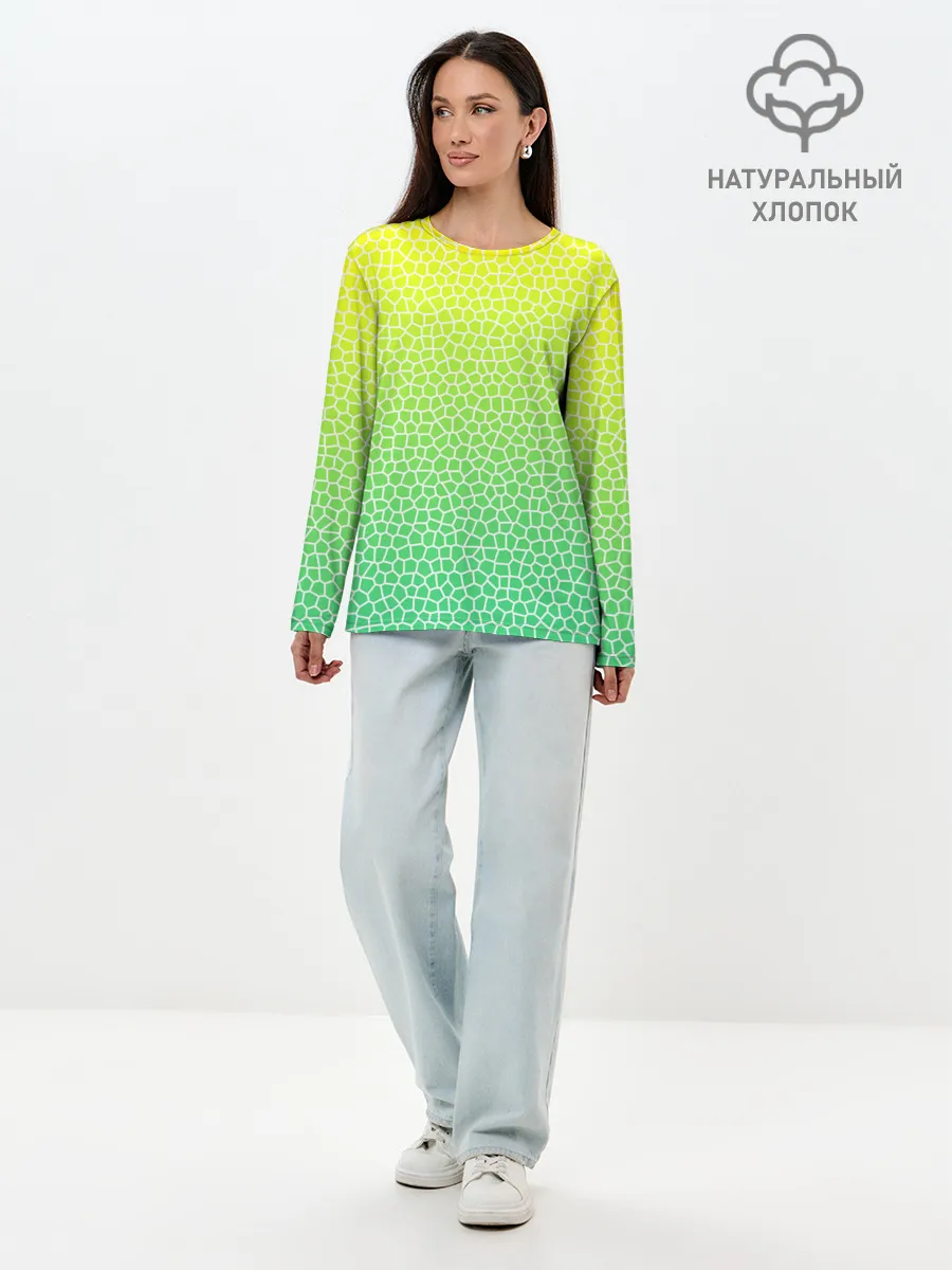 Лонгслив женский. Хлопок / Витражная мозаика