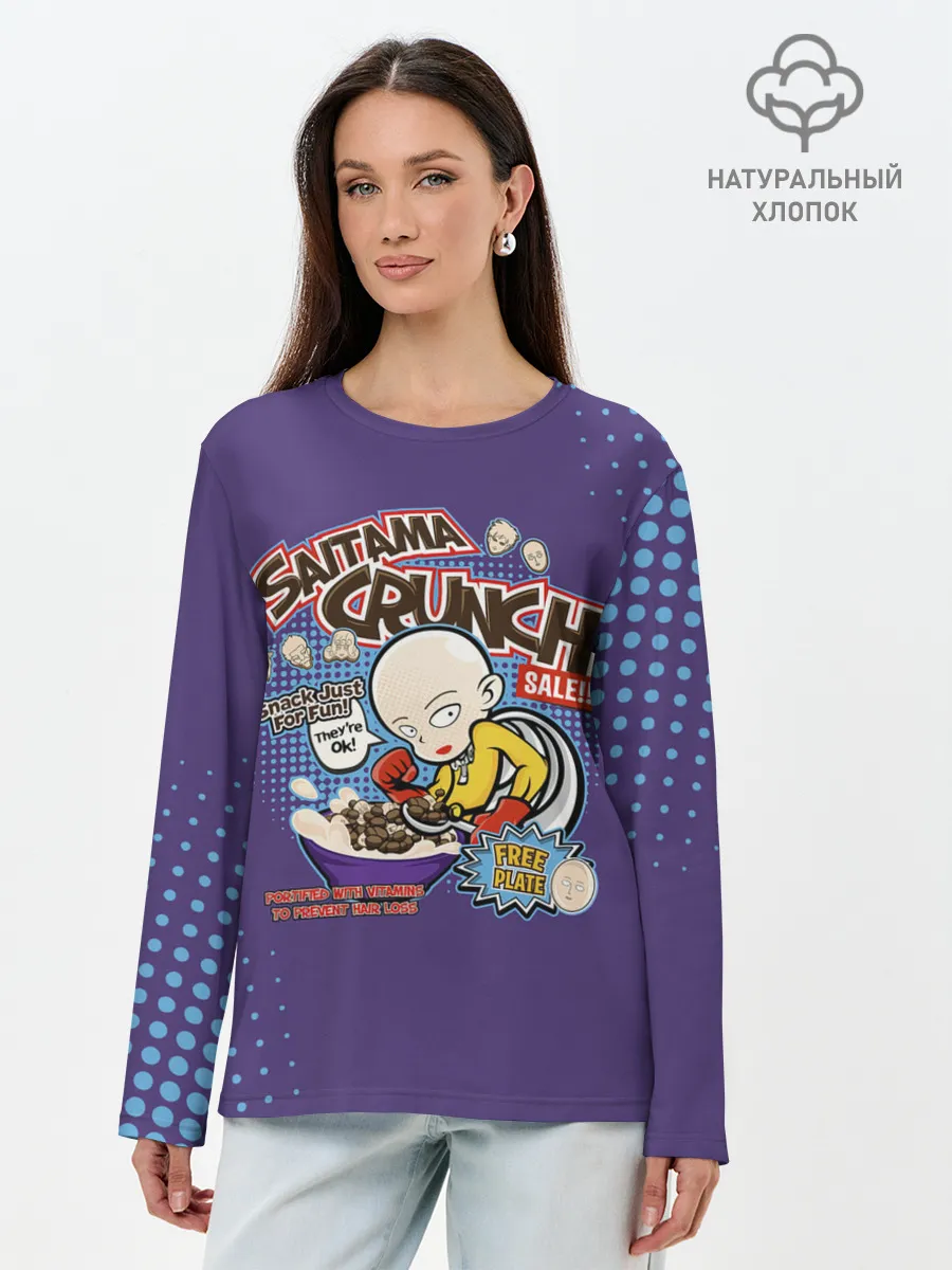 Лонгслив женский. Хлопок / Saitama crunch One Punch-Man