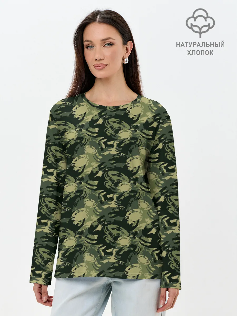 Лонгслив женский. Хлопок / Крабы