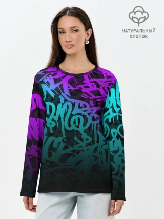 Лонгслив женский. Хлопок / НЕОНОВОЕ ГРАФФИТИ / NEON