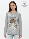 Лонгслив женский. Хлопок / Снежный тигр