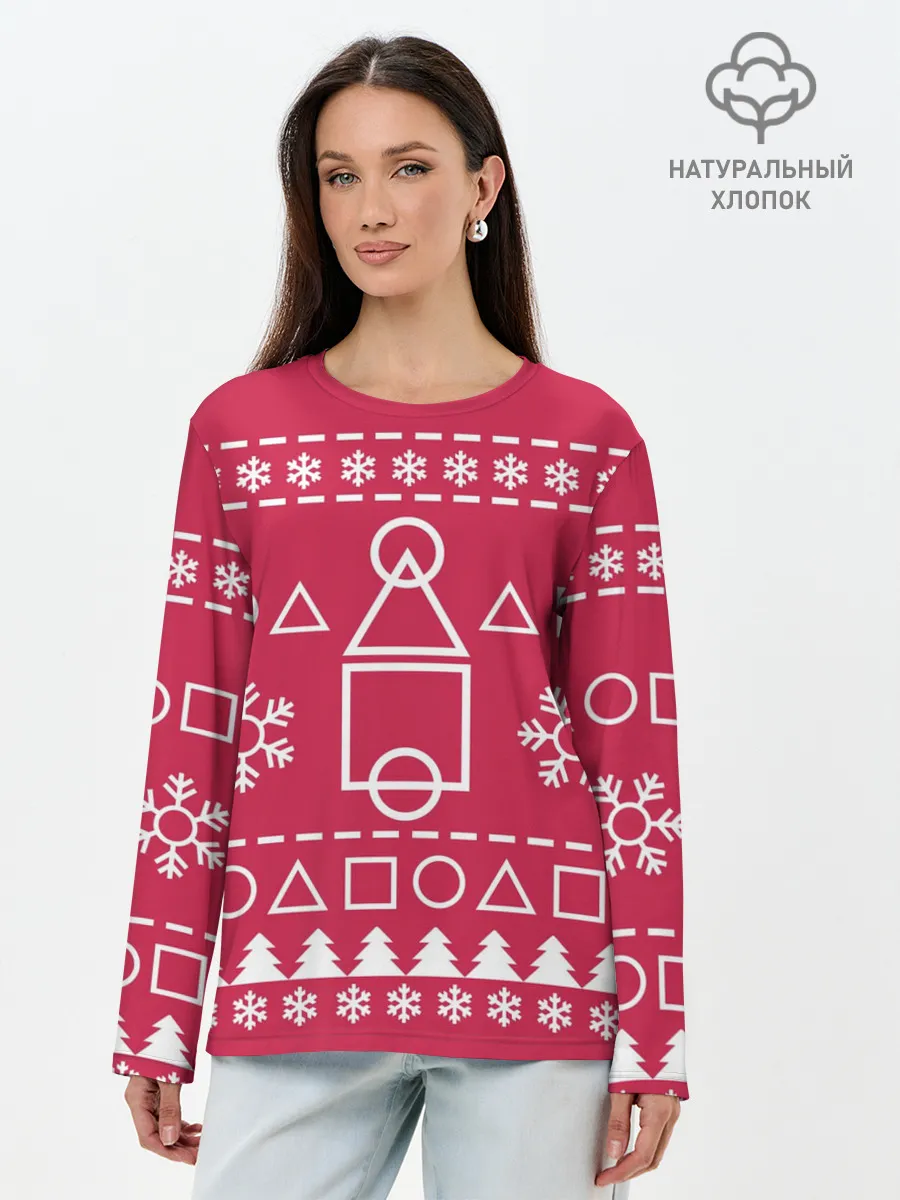 Лонгслив женский. Хлопок / Новогодний Ojingeo geim.