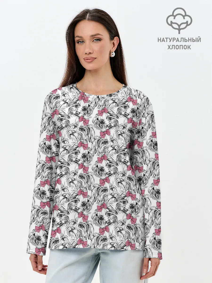 Лонгслив женский. Хлопок / Мальтийская Болонка