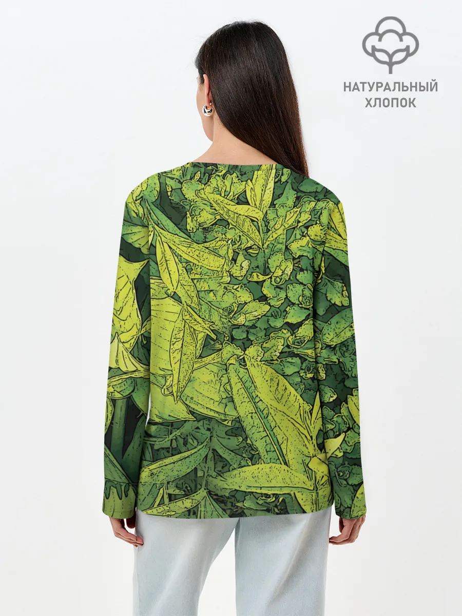 Лонгслив женский. Хлопок / Растительная жизнь - Хоста