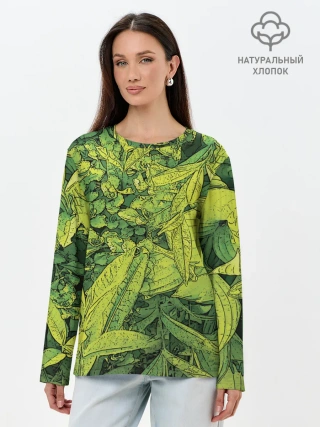 Лонгслив женский. Хлопок / Растительная жизнь - Хоста