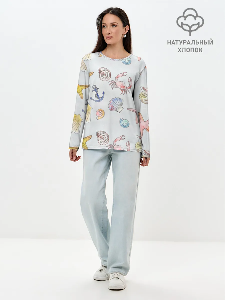 Лонгслив женский. Хлопок / морские ляльки