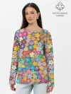 Лонгслив женский. Хлопок / цветы цветочки