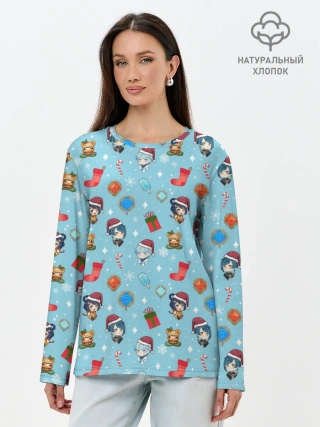 Лонгслив женский. Хлопок / GI Christmas Pattern