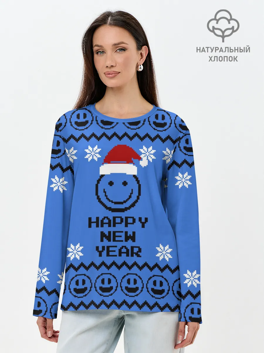 Лонгслив женский. Хлопок / Свитер смайл