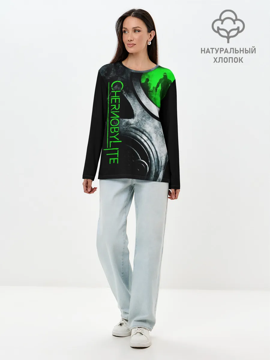 Лонгслив женский. Хлопок / Chernobylite маска сталкера