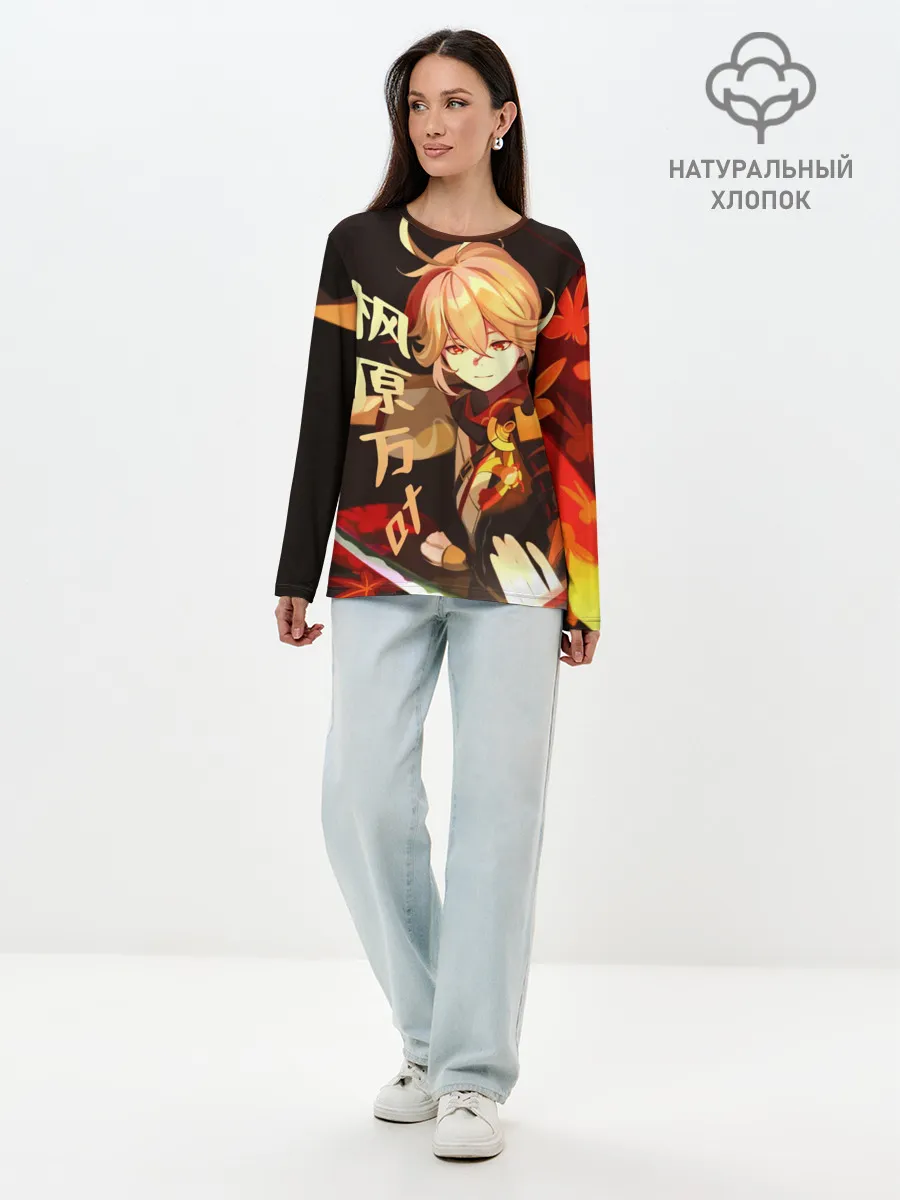 Лонгслив женский. Хлопок / Genshin Impact - Кадзуха