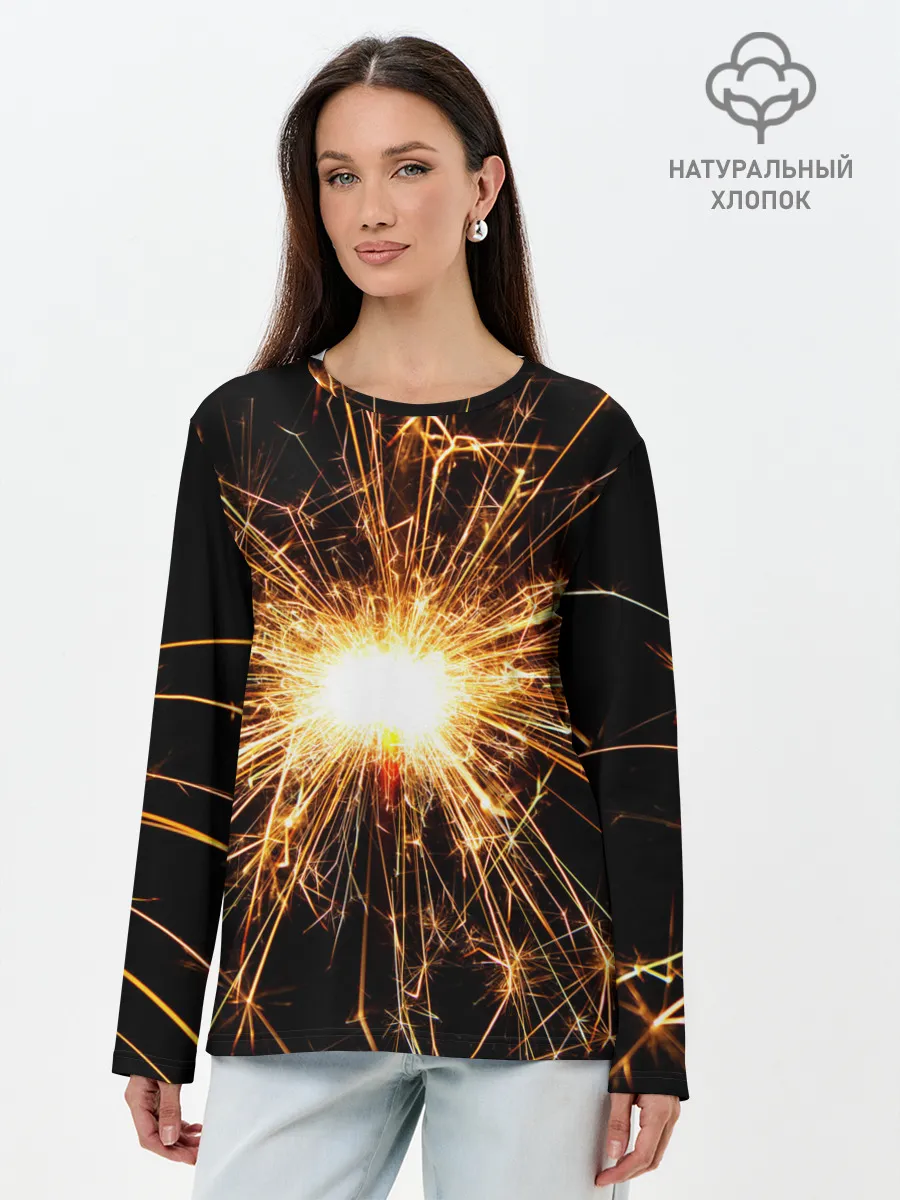 Лонгслив женский. Хлопок / фейерверк души