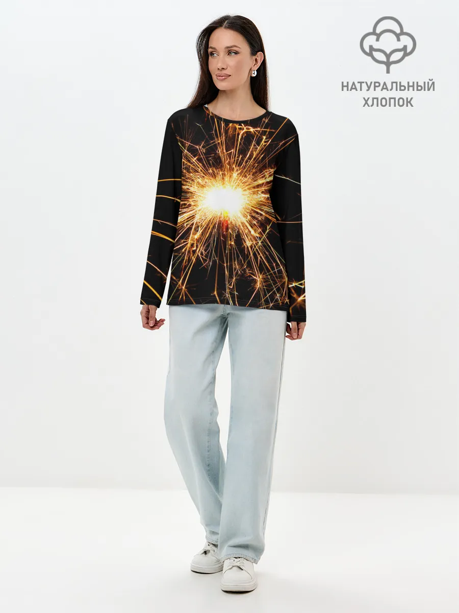 Лонгслив женский. Хлопок / фейерверк души
