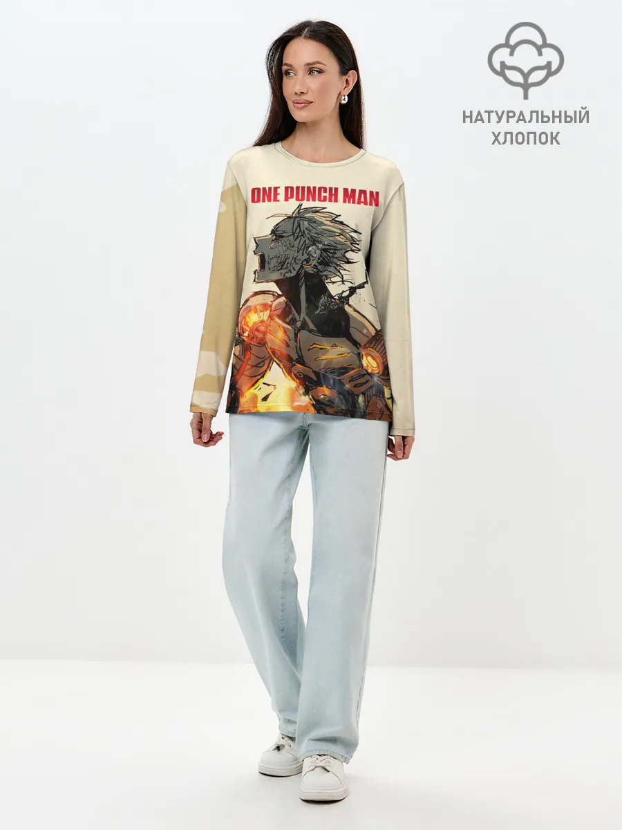 Лонгслив женский. Хлопок / Разрушение Геноса One Punch-Man