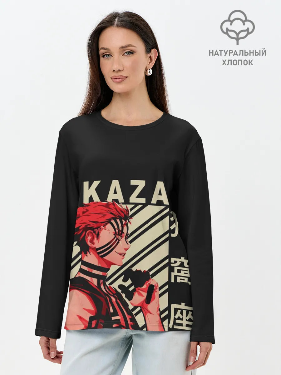 Лонгслив женский. Хлопок / Клинок демонов Akaza