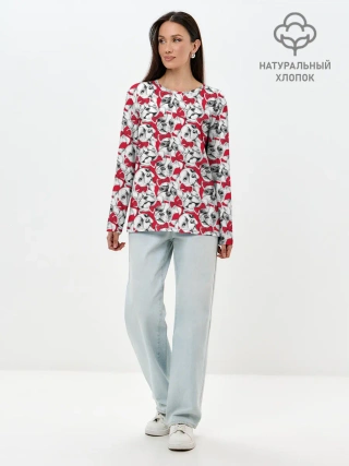 Лонгслив женский. Хлопок / Французский Бульдог