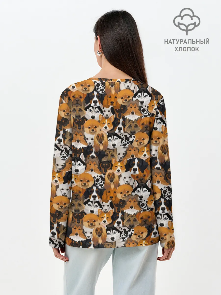 Лонгслив женский. Хлопок / Разные Собаки