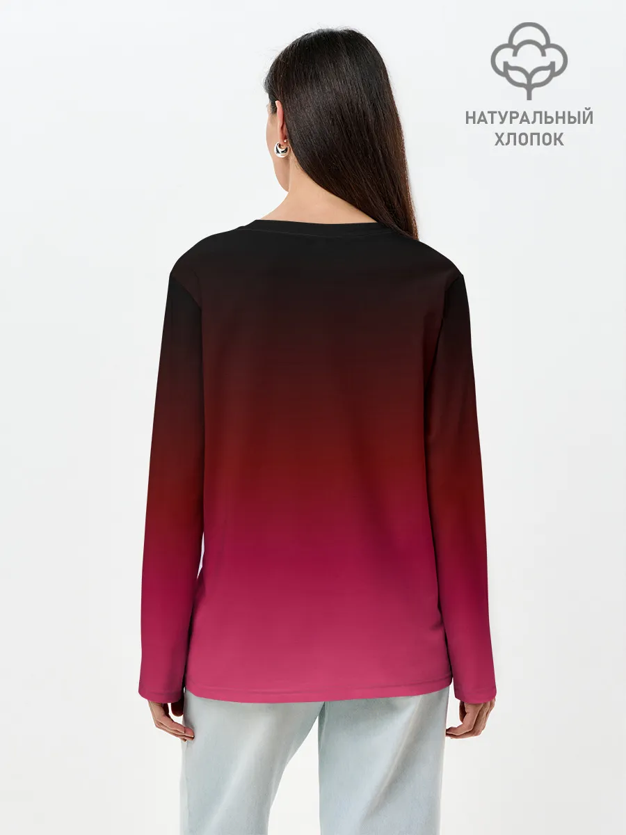 Лонгслив женский. Хлопок / Распорядитель игры на черно розовом фоне