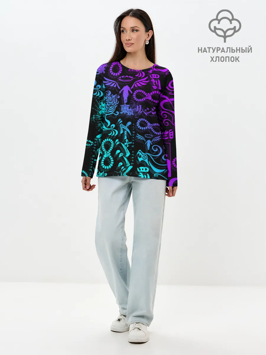 Лонгслив женский. Хлопок / ТАТУ ТОКЙСКИЕ МСТИТЕЛИ НЕОН |