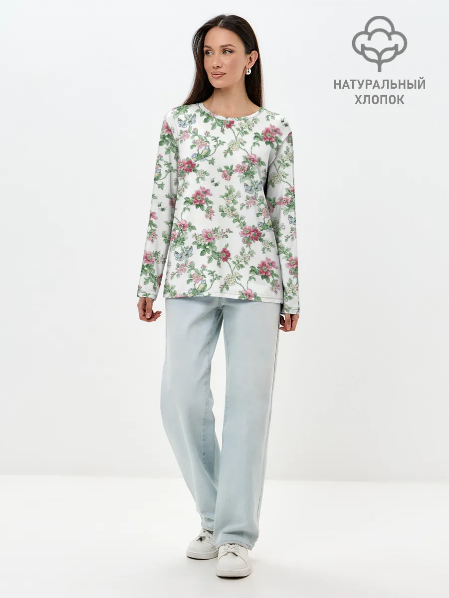 Лонгслив женский. Хлопок / Весенняя жизнь