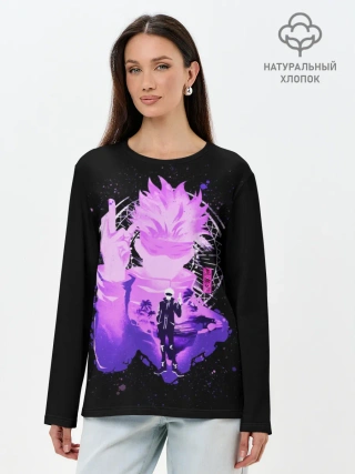 Лонгслив женский. Хлопок / Магическая битва: Сатору Годжо