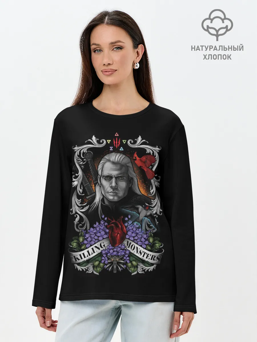Лонгслив женский. Хлопок / ГЕРАЛЬТ КРАСОЧНЫЙ ПОСТЕР / ГЕРАЛЬ ИЗ РИВИИ