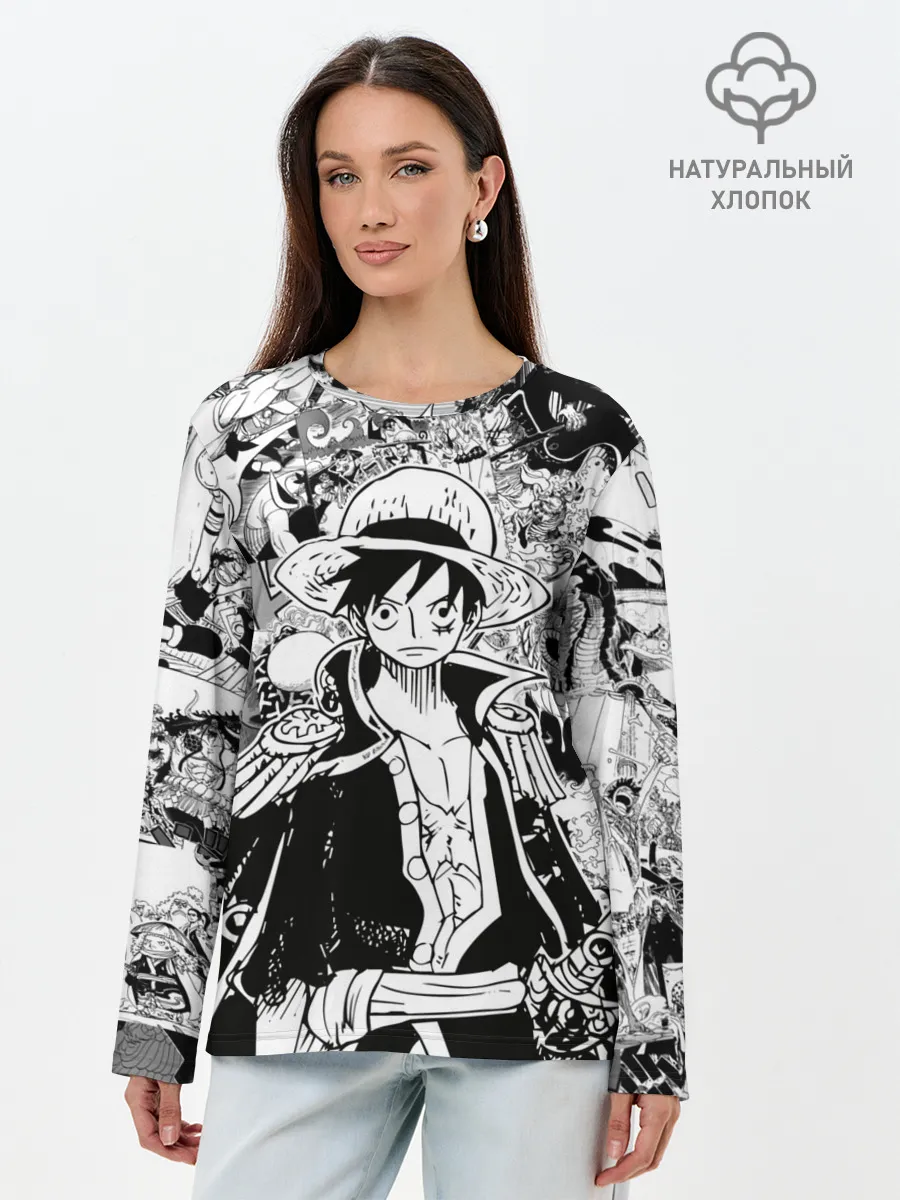 Лонгслив женский. Хлопок / Ван Пис, One Piece, манга