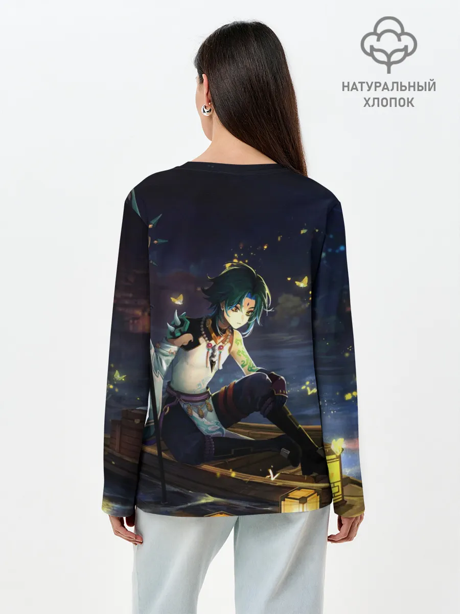 Лонгслив женский. Хлопок / Сяо | Xiao | Genshin Impact