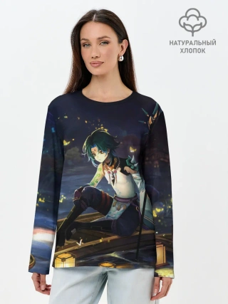 Лонгслив женский. Хлопок / Сяо | Xiao | Genshin Impact