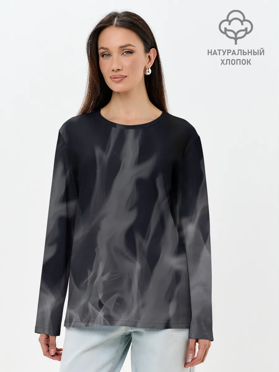 Лонгслив женский. Хлопок / Белое пламя