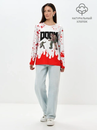 Лонгслив женский. Хлопок / Doomguy vs Cyberdemon