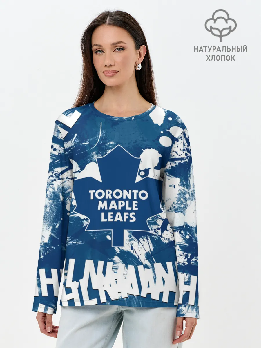 Лонгслив женский. Хлопок / Торонто Мейпл Лифс, Toronto Maple Leafs