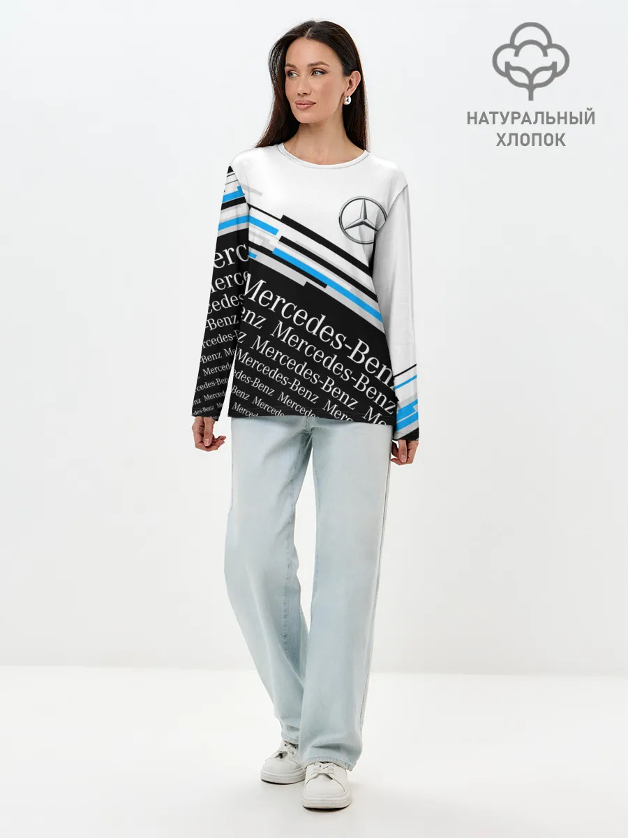 Лонгслив женский. Хлопок / MERCEDES-BENZ / МЕРСЕДЕС-БЕНЗ / BLUE