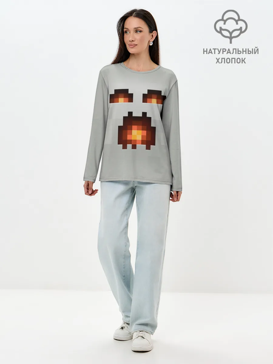 Лонгслив женский. Хлопок / МАЙНКРАФТ, ГАСТ ОГНЕННЫЙ