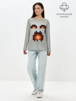 Лонгслив женский. Хлопок / МАЙНКРАФТ, ГАСТ ОГНЕННЫЙ