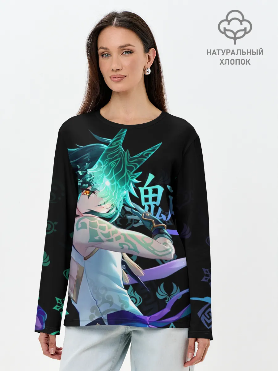 Лонгслив женский. Хлопок / Genshin Impact: Сяо