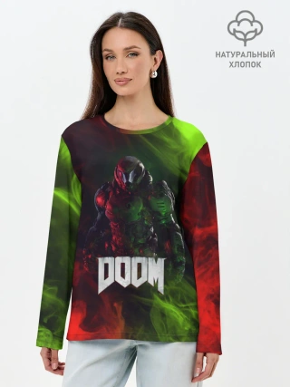 Лонгслив женский. Хлопок / Doomguy | Doom