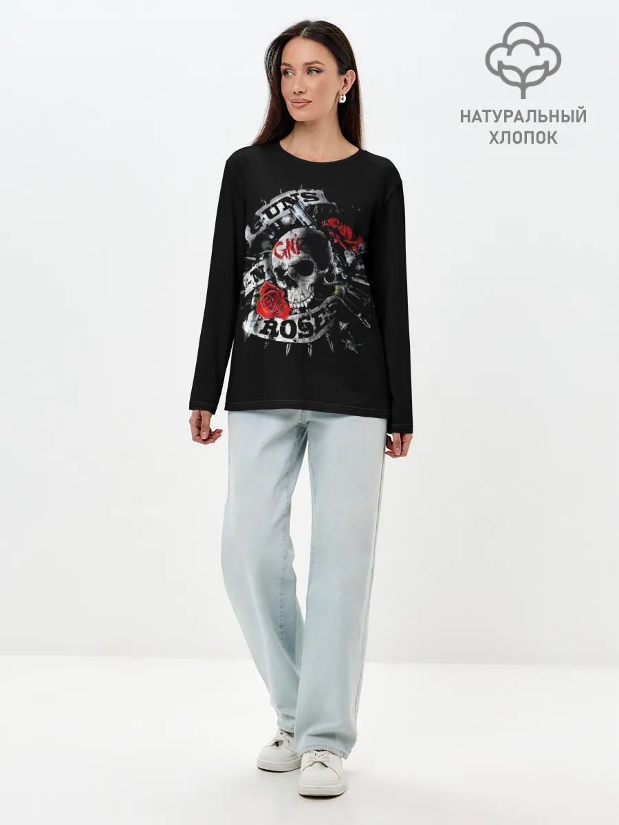 Лонгслив женский. Хлопок / Ганз энд роузес