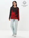 Лонгслив женский. Хлопок / ЧЁРНО КРАСНЫЕ КРАСКИ | RED BLACK STRIPES