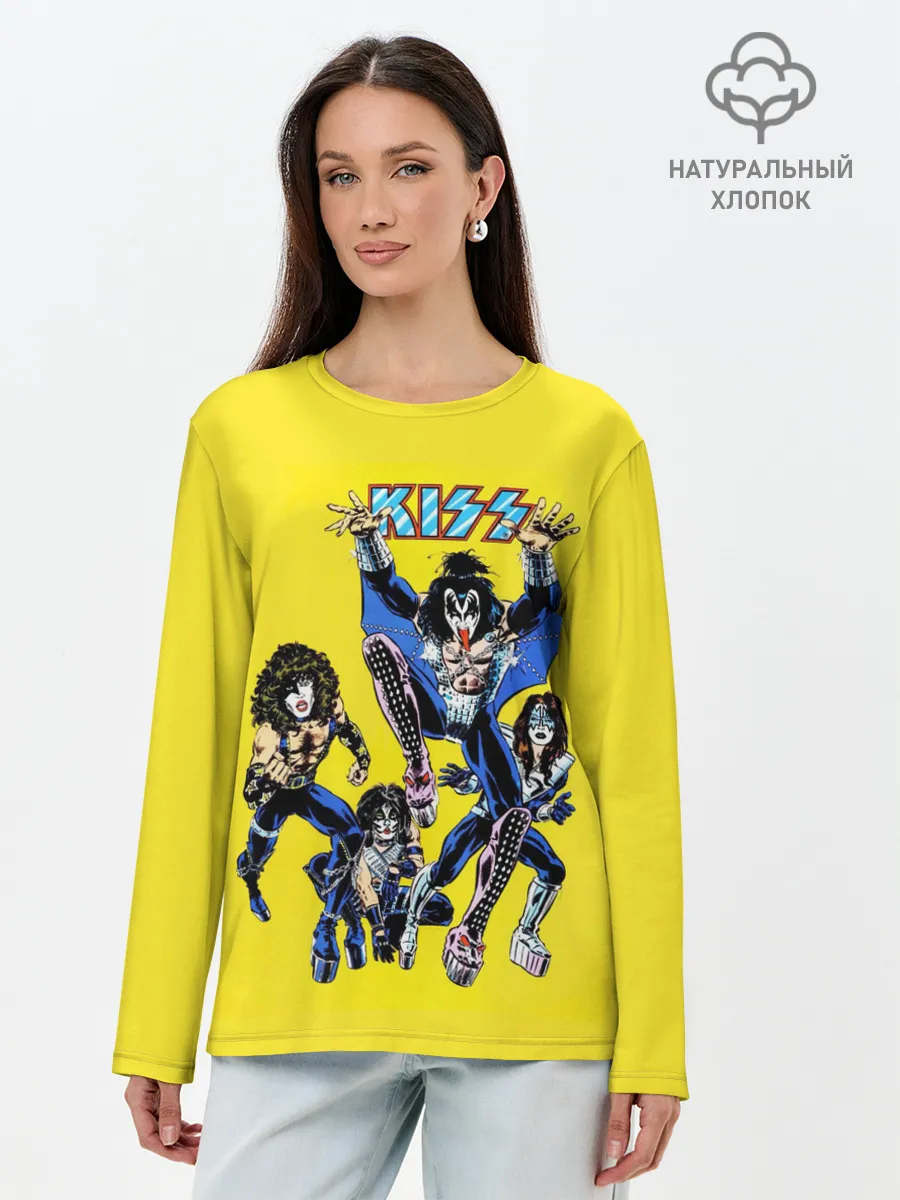 Лонгслив женский. Хлопок / Комикс Кисс