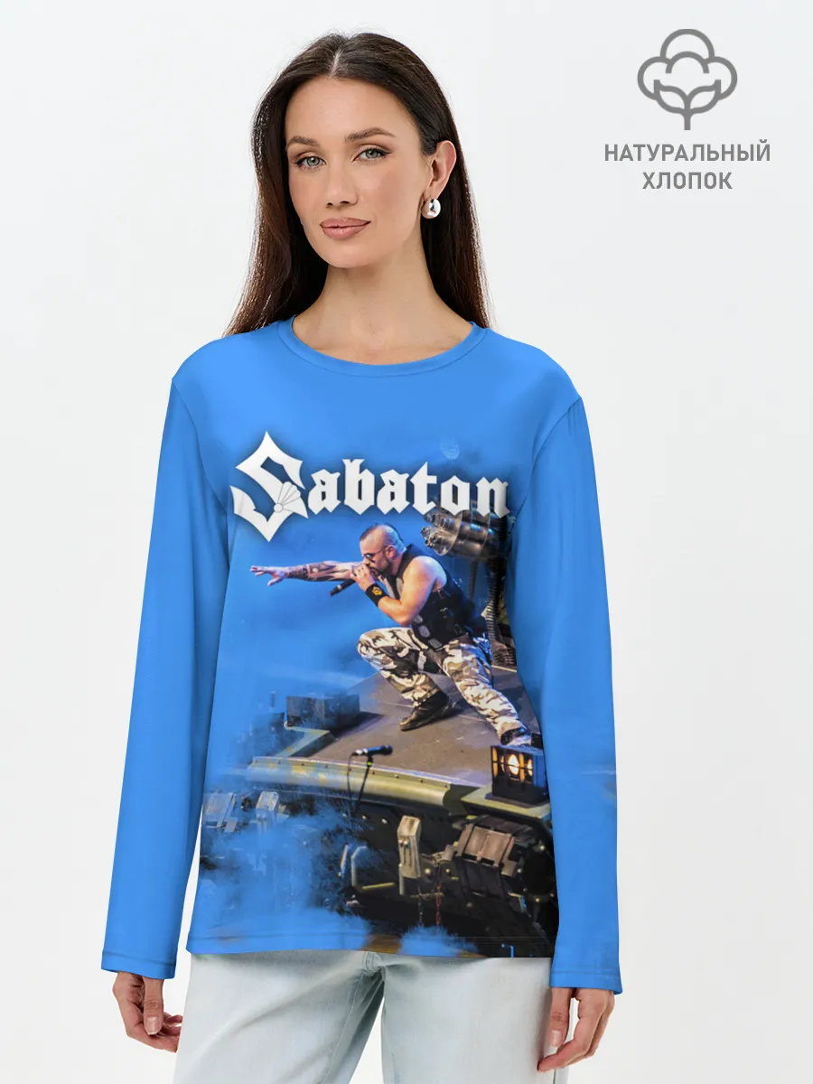 Лонгслив женский. Хлопок / Йоаким Броден на танке Sabaton