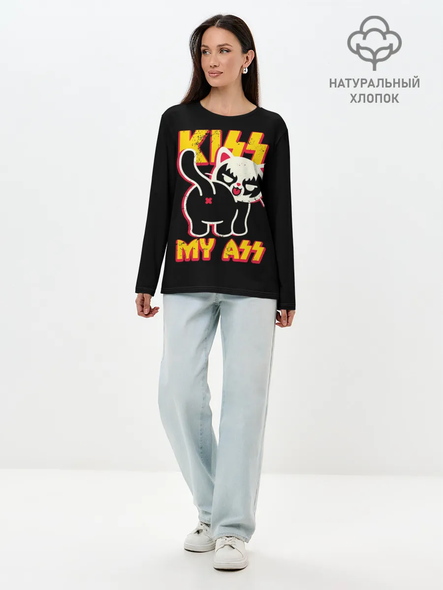 Лонгслив женский. Хлопок / Кисс май ас