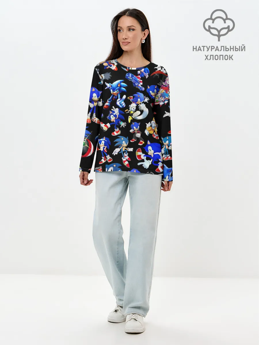 Лонгслив женский. Хлопок / SONIC PATTERN HERO | СОННИК