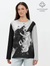 Лонгслив женский. Хлопок / ИНЬ ЯНЬ ВОЛКИ ЧЁРНО БЕЛЫЙ