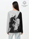 Лонгслив женский. Хлопок / ИНЬ ЯНЬ ВОЛКИ ЧЁРНО БЕЛЫЙ